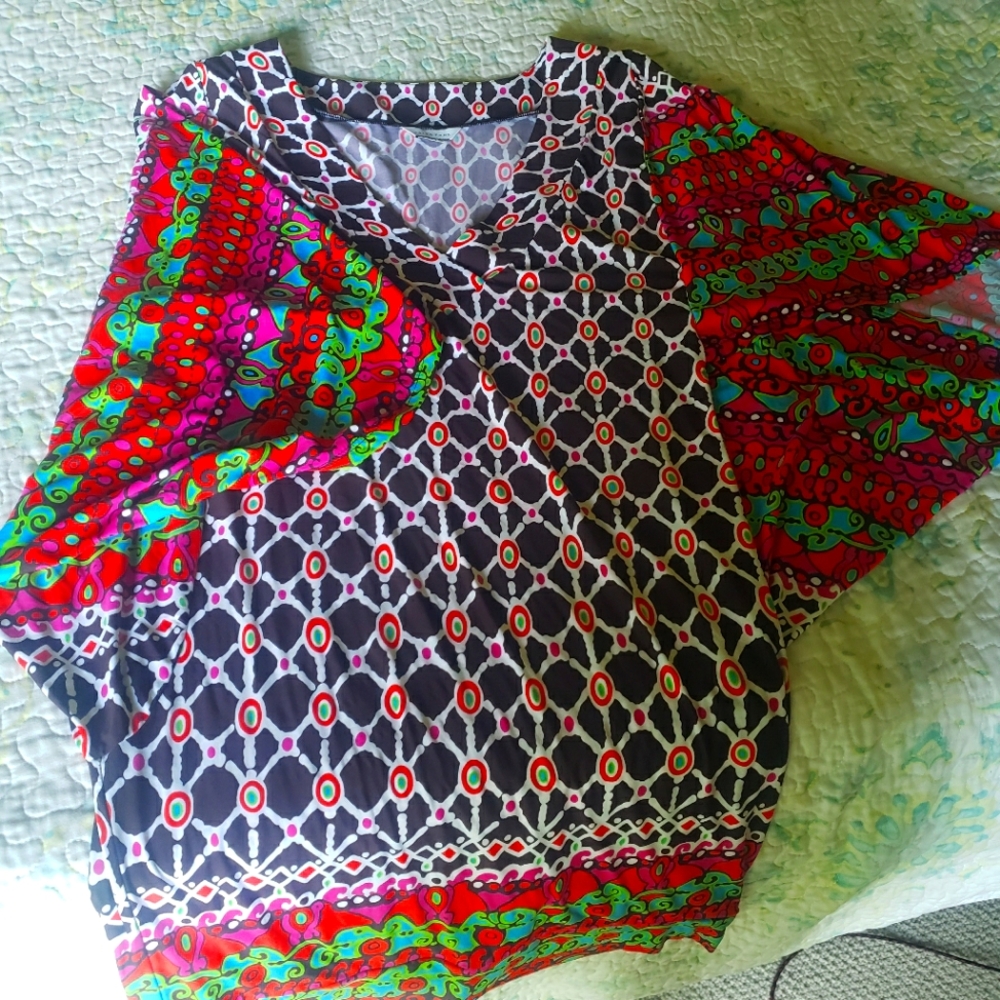 Trina Turk Tunic/ Cover Up - Black and Multi Color